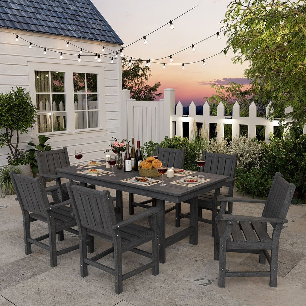 Corex HDPE Outdoor Dining Set, 7-Piece, Gray