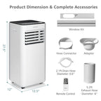 10,000 BTU (ASHRAE) Portable AC – 3-in-1