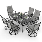 Lume Textilene Outdoor Dining Set, 7-Piece, Full Swivel