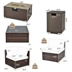 8-Piece Patio Rattan Furniture Set Fire Pit Table Tank Holder Cover Deck off White
