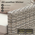 9 Pieces Patio Furniture Set All Weather Wicker Outdoor Conversation Set with 42" Fire Pit outside Furniture Patio Sofa with Swivel Chairs & Solar Table, Beige