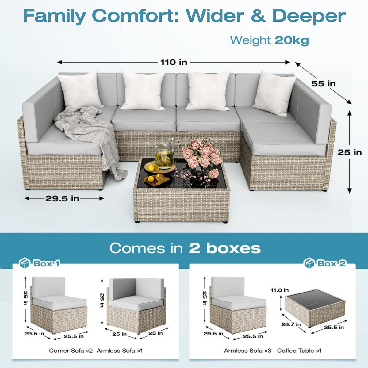 Axis 106.2" Classic Outdoor Sectional Set, 7-Piece