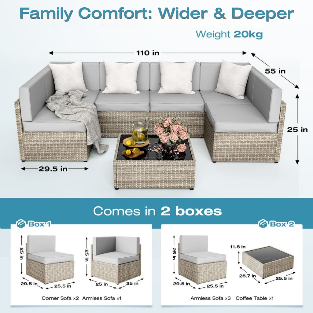 Axis 110" Classic Outdoor Sectional Set, 7-Piece