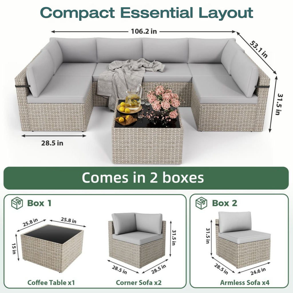 Axis 106.2" Classic Outdoor Sectional Set, 7-Piece