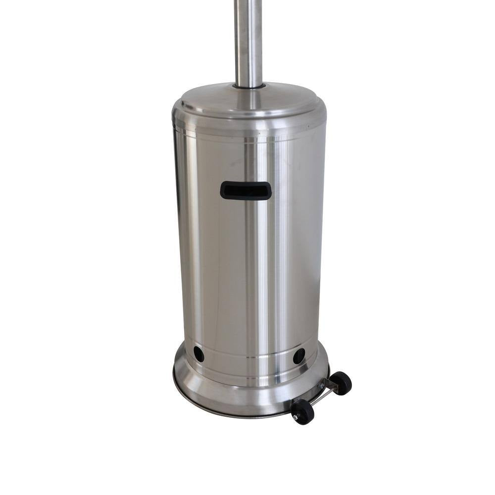 48000 Btus Stainless Steel Propane Standing Patio Heater with Wheels, Gray