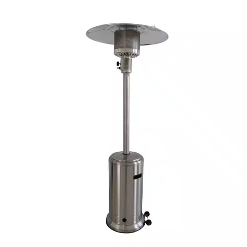 48000 Btus Stainless Steel Propane Standing Patio Heater with Wheels, Gray