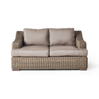 Carmel Wicker Outdoor Loveseat with Natural All-Weather Cushioned Finish