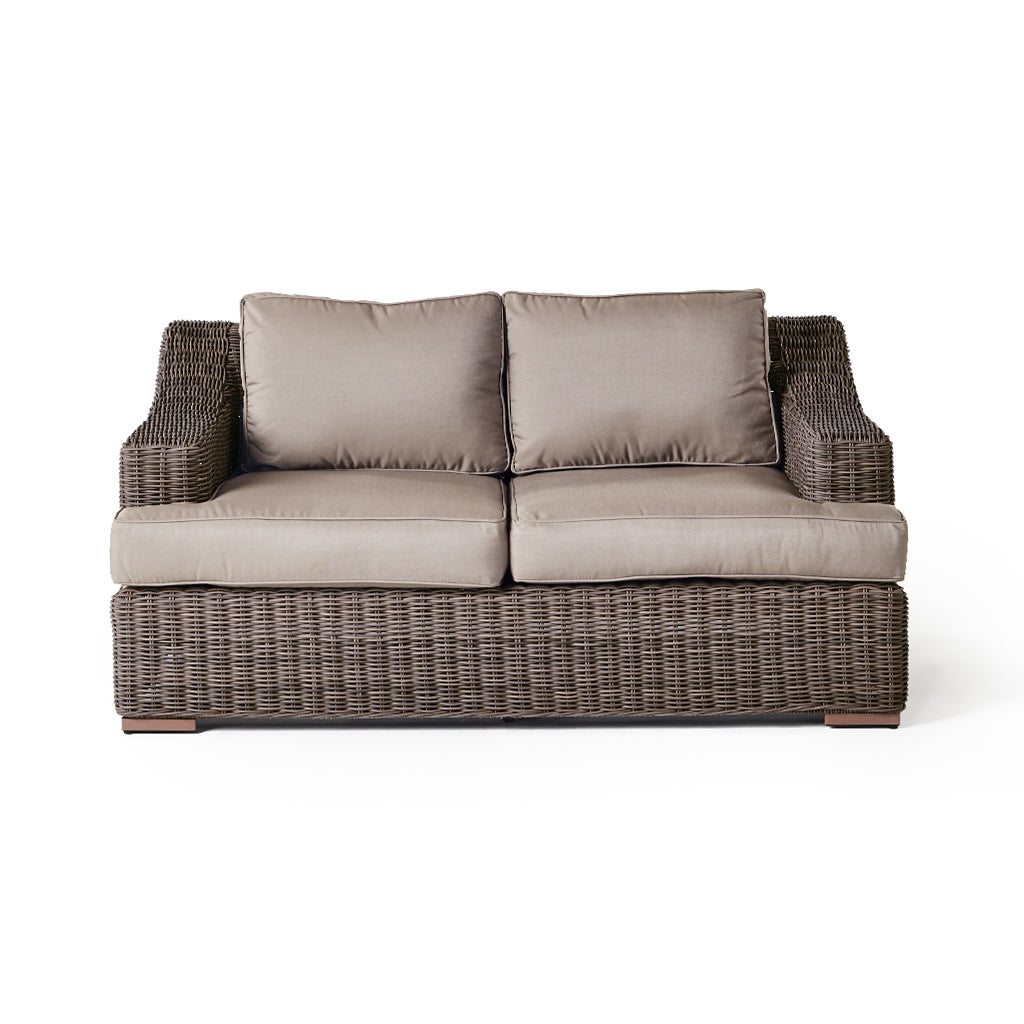 Carmel All-Weather Wicker Loveseat with Scooped Arms Brown