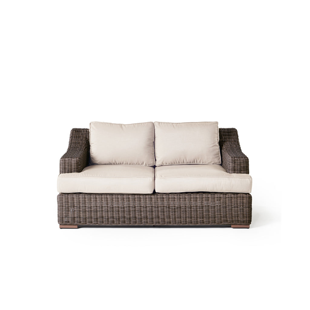 Carmel All-Weather Wicker Loveseat with Scooped Arms Brown