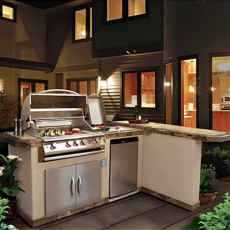 Cal Flame Malibu Q 8 Ft. L-Shaped BBQ Grill Island - BBK-830