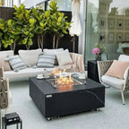 Elementi Plus Sofia 40" Marble Porcelain Fire Table - Bulgaria Black