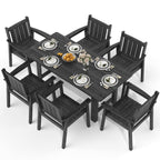 Corex HDPE Outdoor Dining Set, 7-Piece, Black