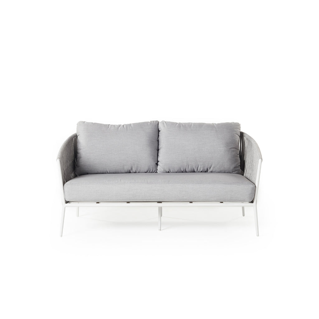 Olema Loveseat White Aluminum Frame With Woven Rope