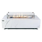 Carrara Outdoor Bianco White Fire Pit Table - Select Fuel Type
