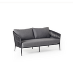 Olema Outdoor Loveseat with Charcoal Aluminum and Woven Rope