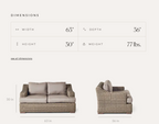 Carmel Wicker Outdoor Loveseat with Natural All-Weather Cushioned Finish