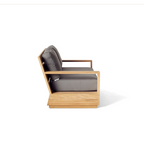 Sonora Teak Outdoor Loveseat with Natural Finish and Cushions
