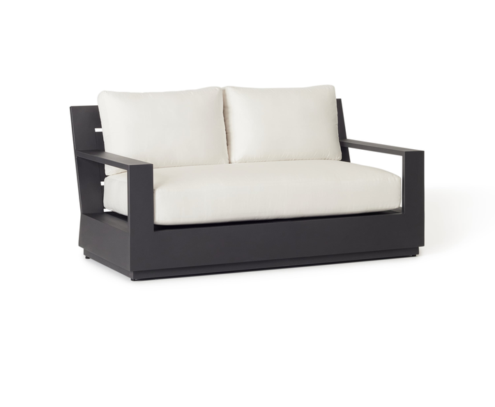Sonora Modern Deep Seating Outdoor Loveseat with Charcoal Aluminum Frame