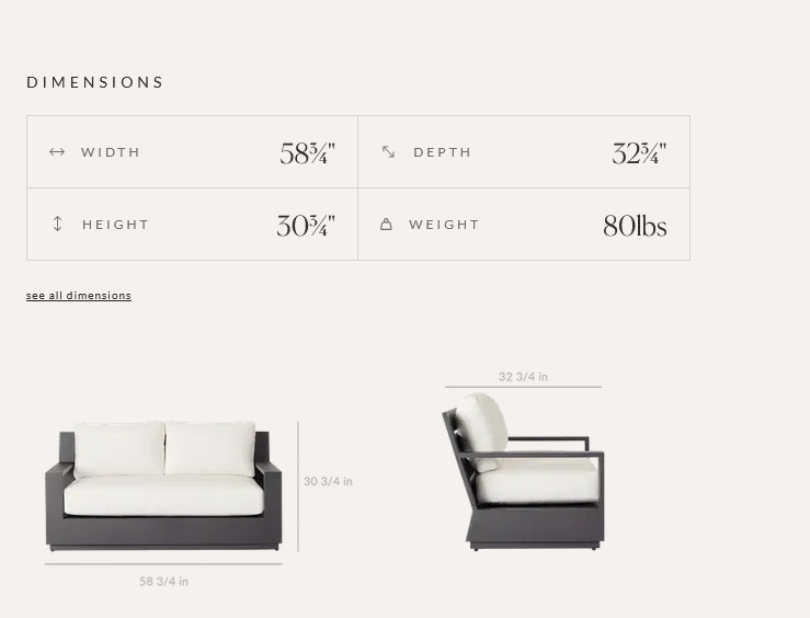 Sonora Modern Deep Seating Outdoor Loveseat with Charcoal Aluminum Frame