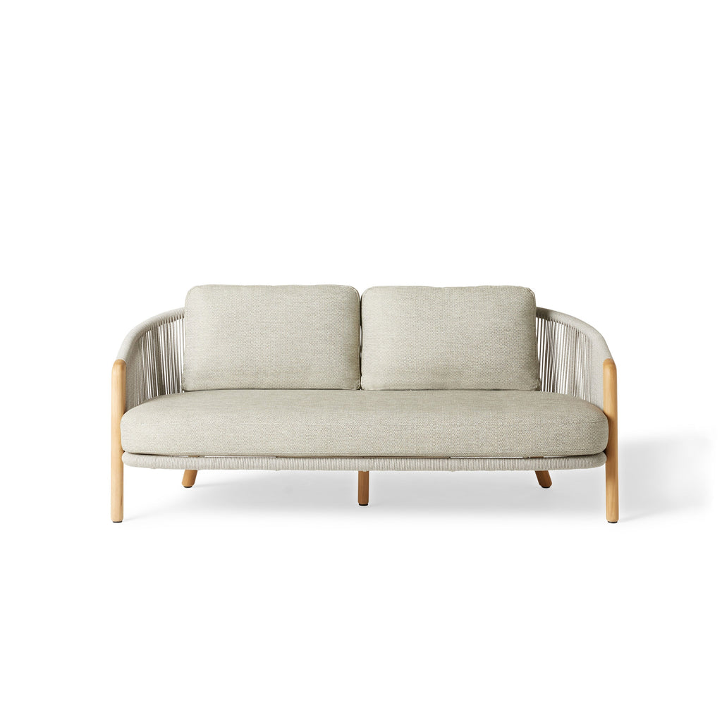 Avila Teak and Woven Rope Outdoor Loveseat