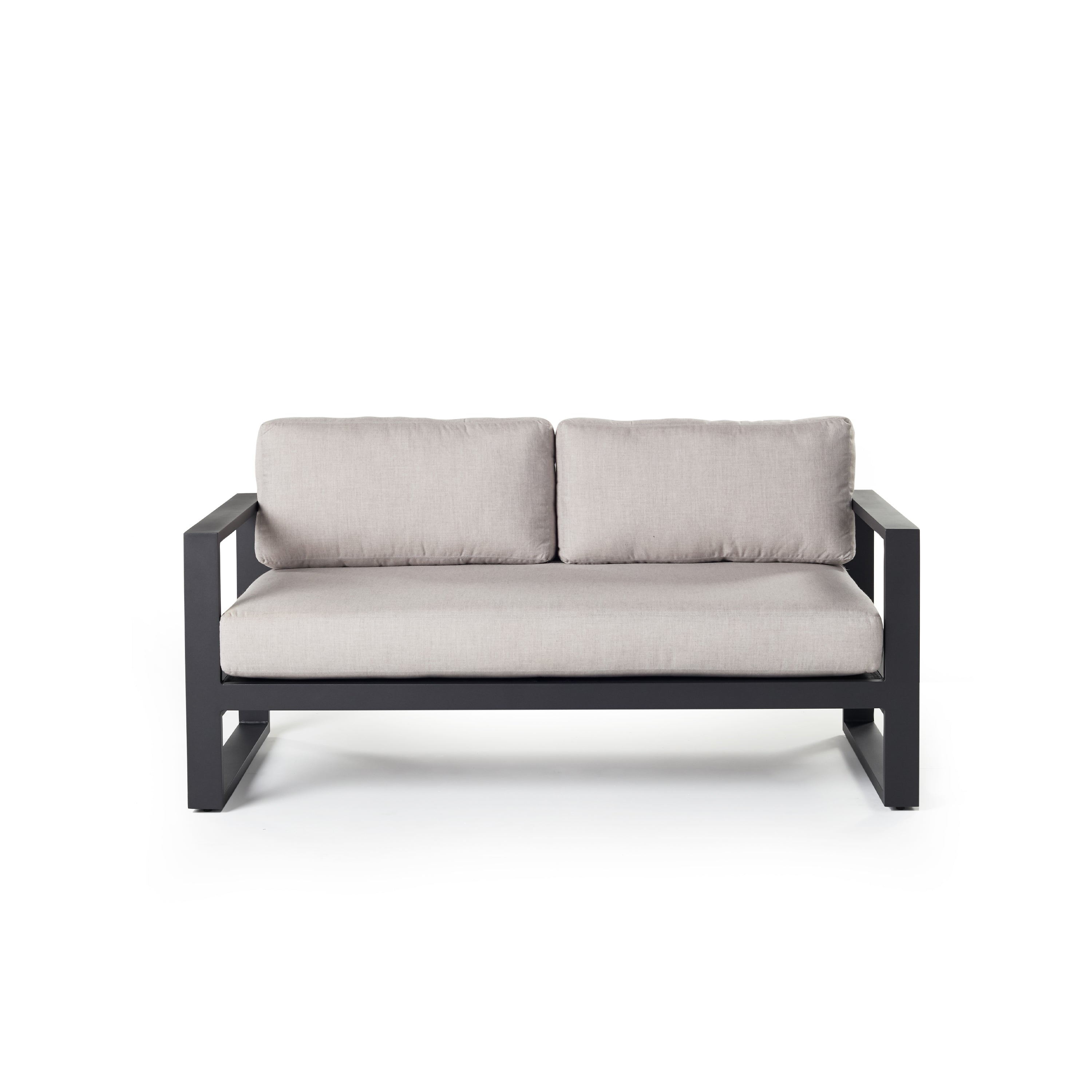 Belvedere Collection Outdoor Loveseat in Charcoal Aluminum Frame