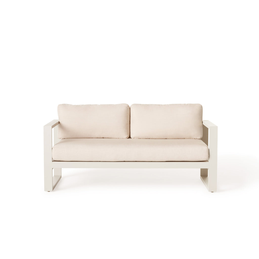 Belvedere Modern Aluminum Outdoor Loveseat in Dune Finish