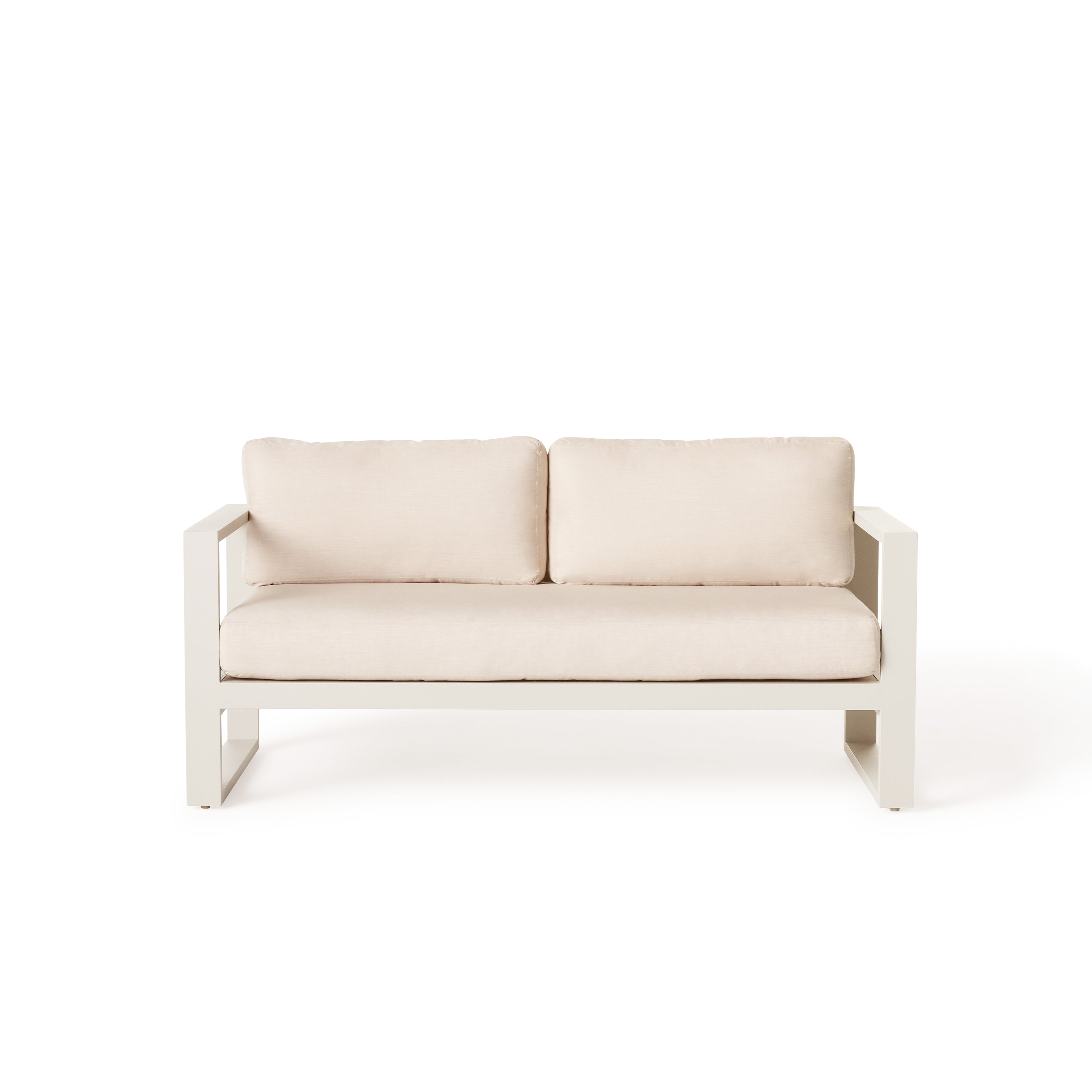 Belvedere Modern Aluminum Outdoor Loveseat in Dune Finish