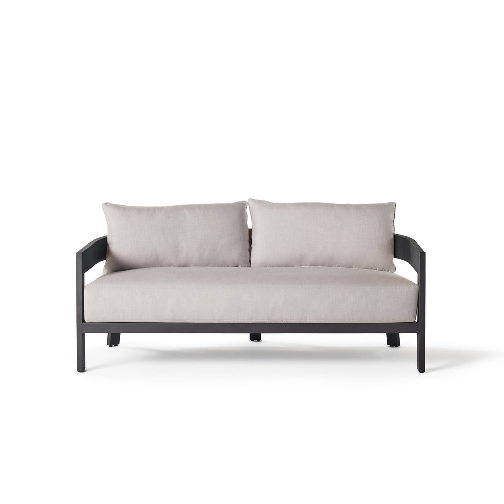 Cavallo Outdoor Loveseat with Charcoal Aluminum Frame and Cushions