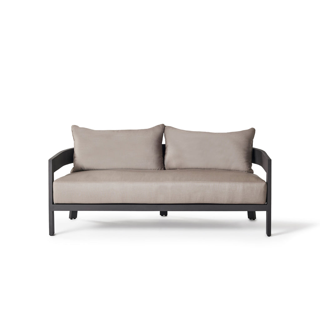 Cavallo Outdoor Loveseat with Charcoal Aluminum Frame and Cushions