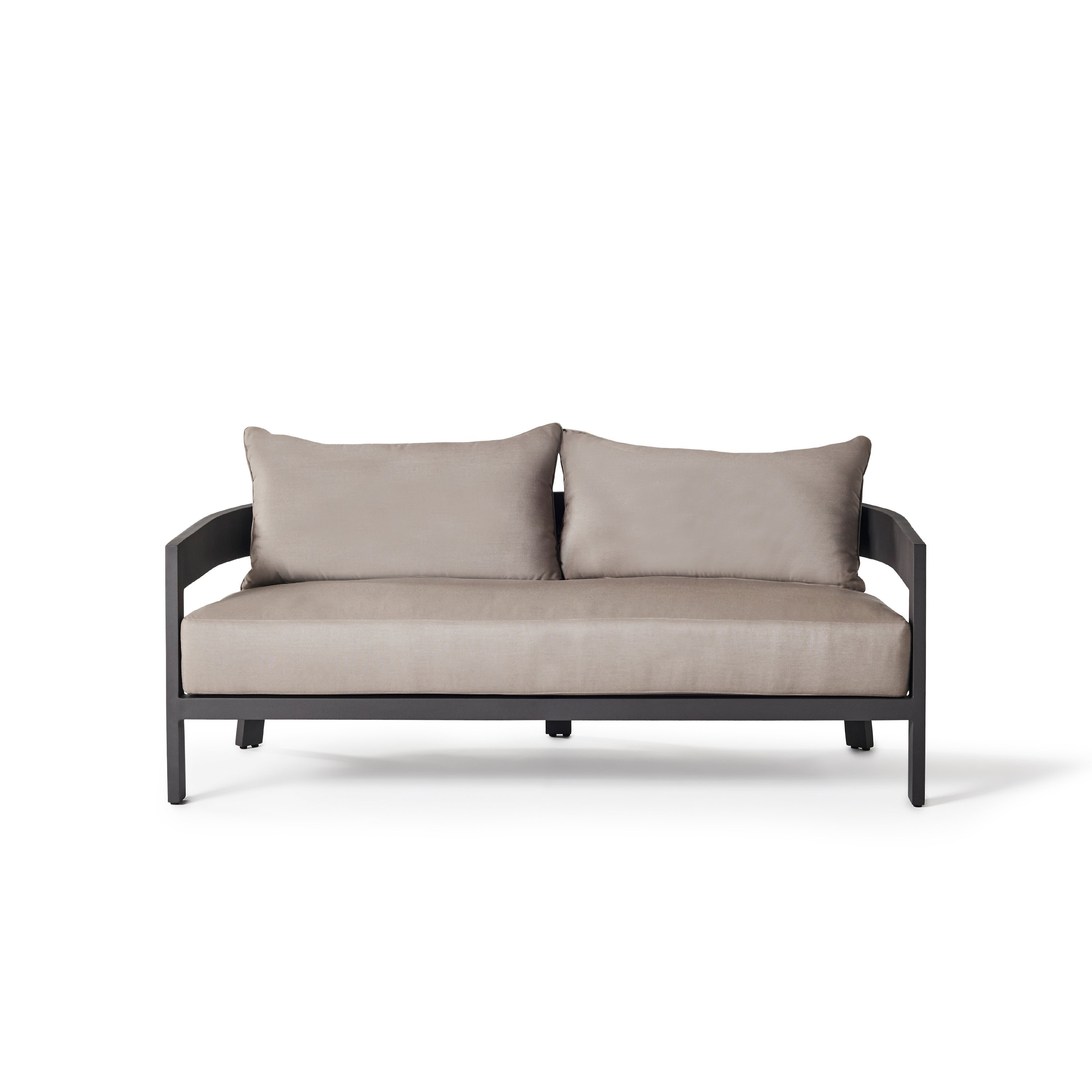 Cavallo Outdoor Loveseat with Charcoal Aluminum Frame and Cushions