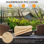 8-Piece Patio Rattan Furniture Set Fire Pit Table Tank Holder Cover Deck off White
