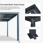 Grey Louvered Pergola Outdoor Aluminum Pergola with Adjustable Roof for Patio Grey Hardtop Gazebo