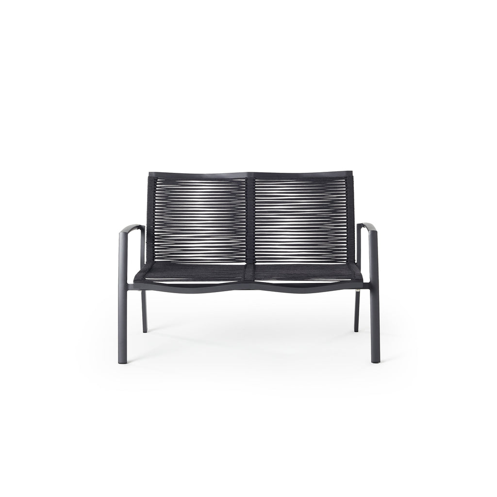 Diablo Outdoor Loveseat Aluminum Frame Woven Rope Charcoal