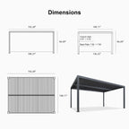 Grey Louvered Pergola Outdoor Aluminum Pergola with Adjustable Roof for Patio Grey Hardtop Gazebo