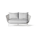 Lisbon Woven Rope Outdoor Loveseat with Plush White Cushions