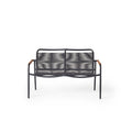 Marin Aluminum Outdoor Loveseat with Teak Rails and Cording