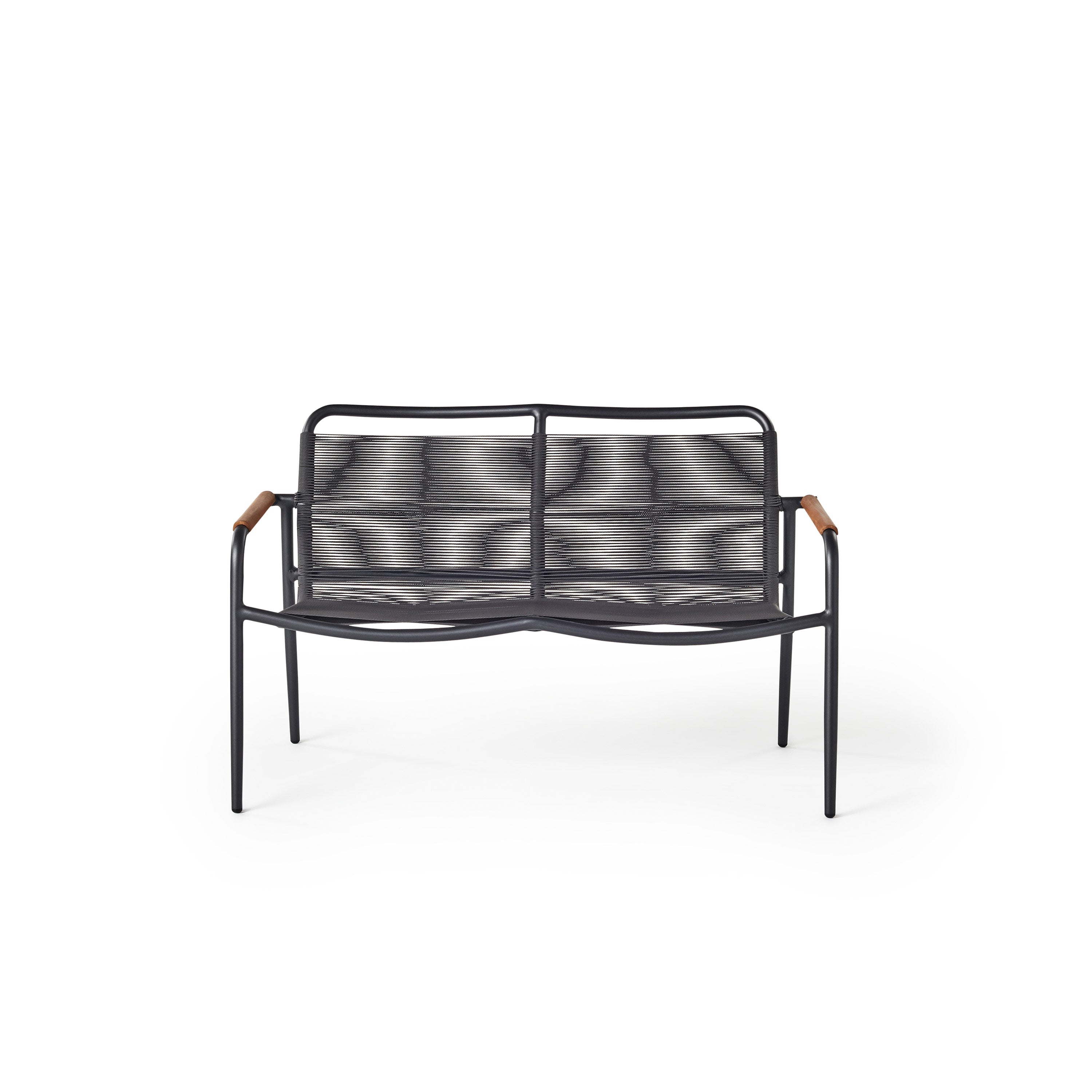 Marin Aluminum Outdoor Loveseat with Teak Rails and Cording