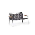 Marin Aluminum Outdoor Loveseat with Teak Rails and Cording