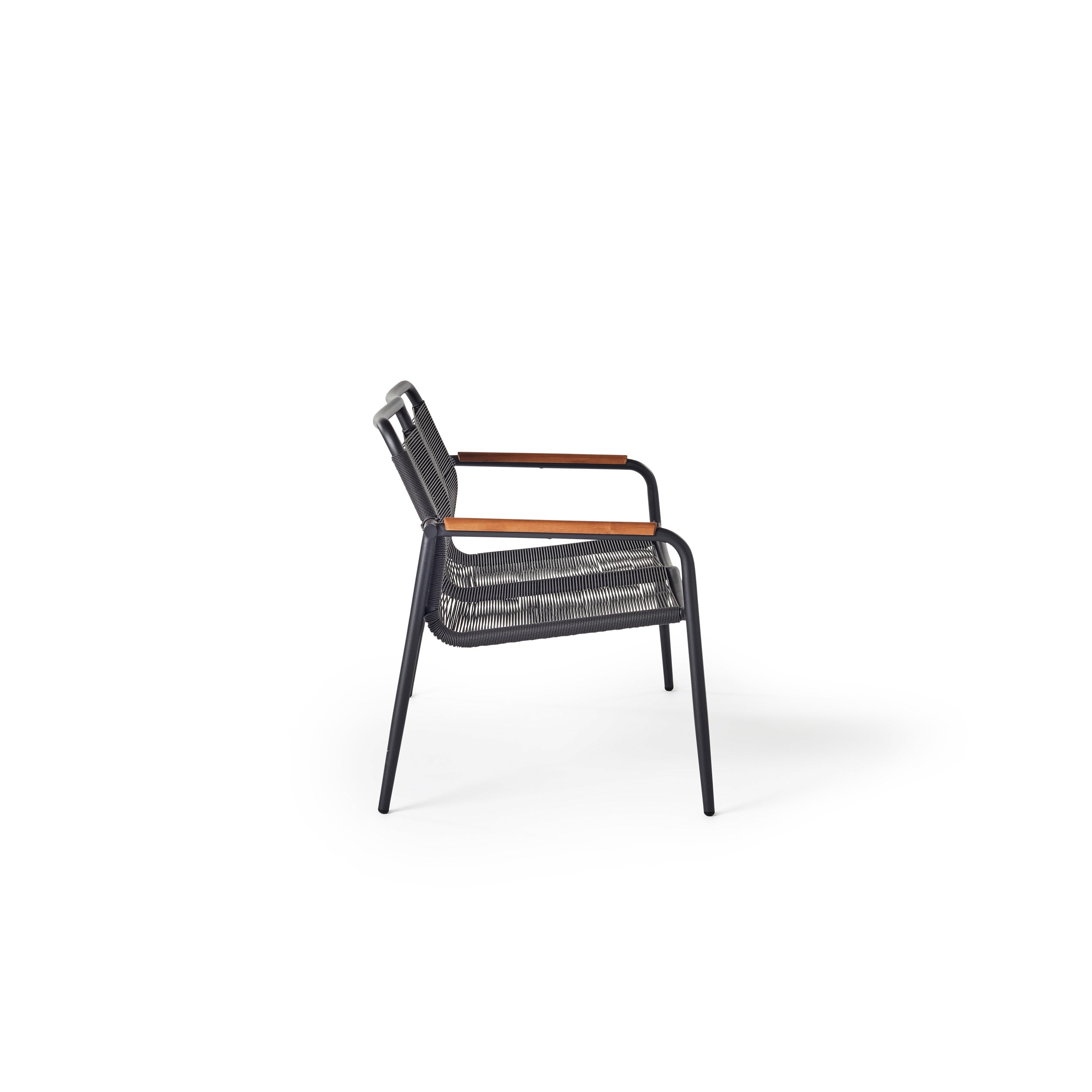 Marin Aluminum Outdoor Loveseat with Teak Rails and Cording