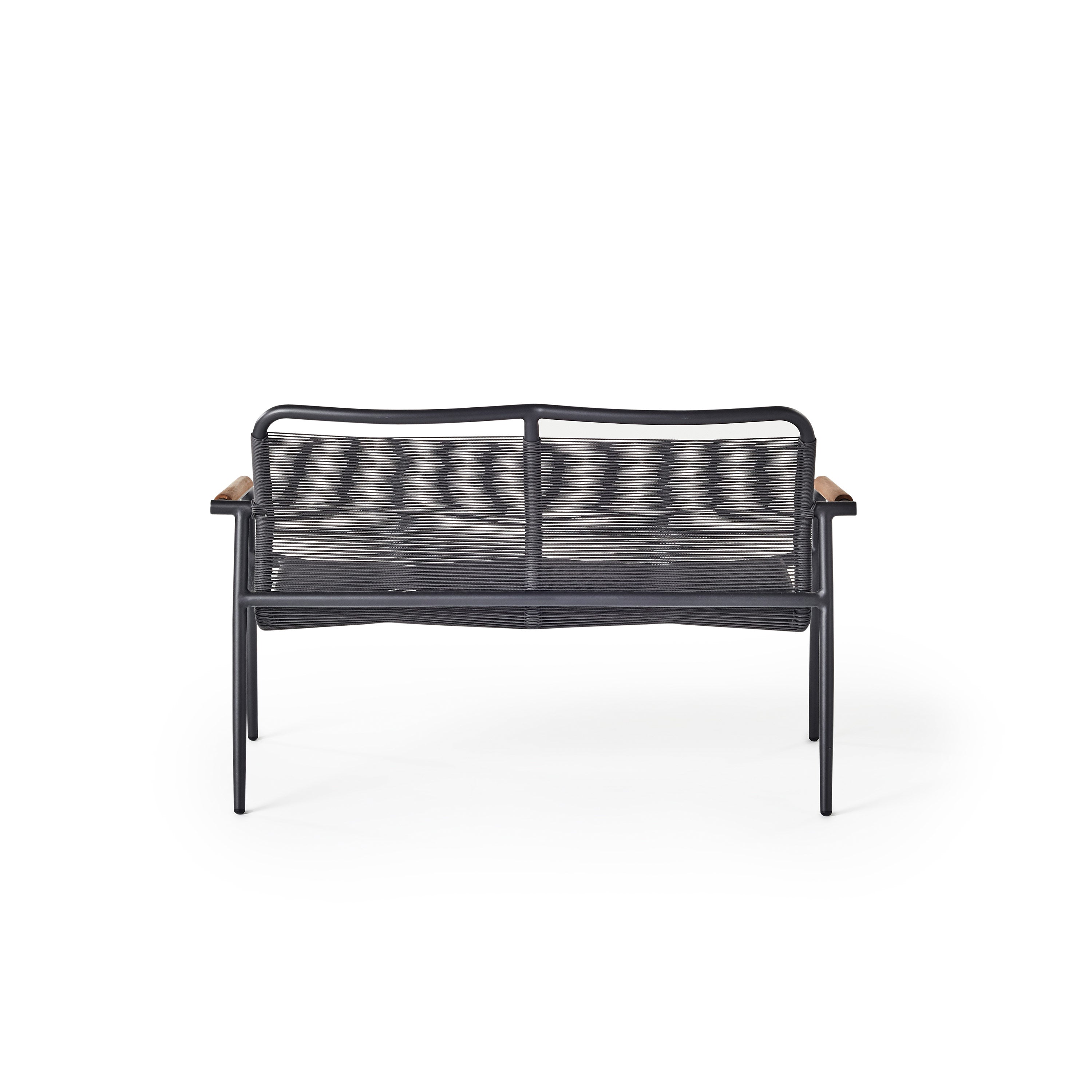 Marin Aluminum Outdoor Loveseat with Teak Rails and Cording
