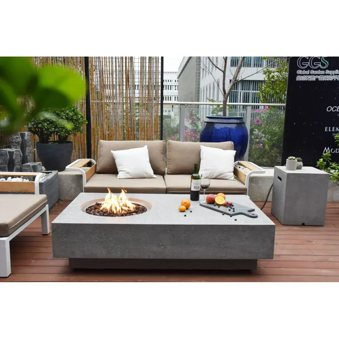 Elementi Metropolis Fire Pit Table - Light Gray