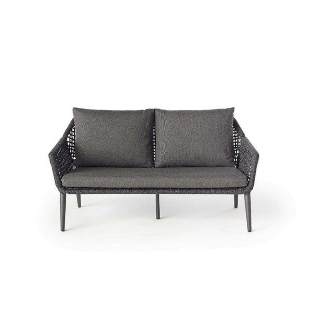 Montecito Outdoor Loveseat Charcoal Aluminum Frame with Rope