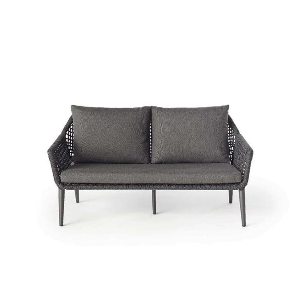 Montecito Outdoor Loveseat Charcoal Aluminum Frame with Rope