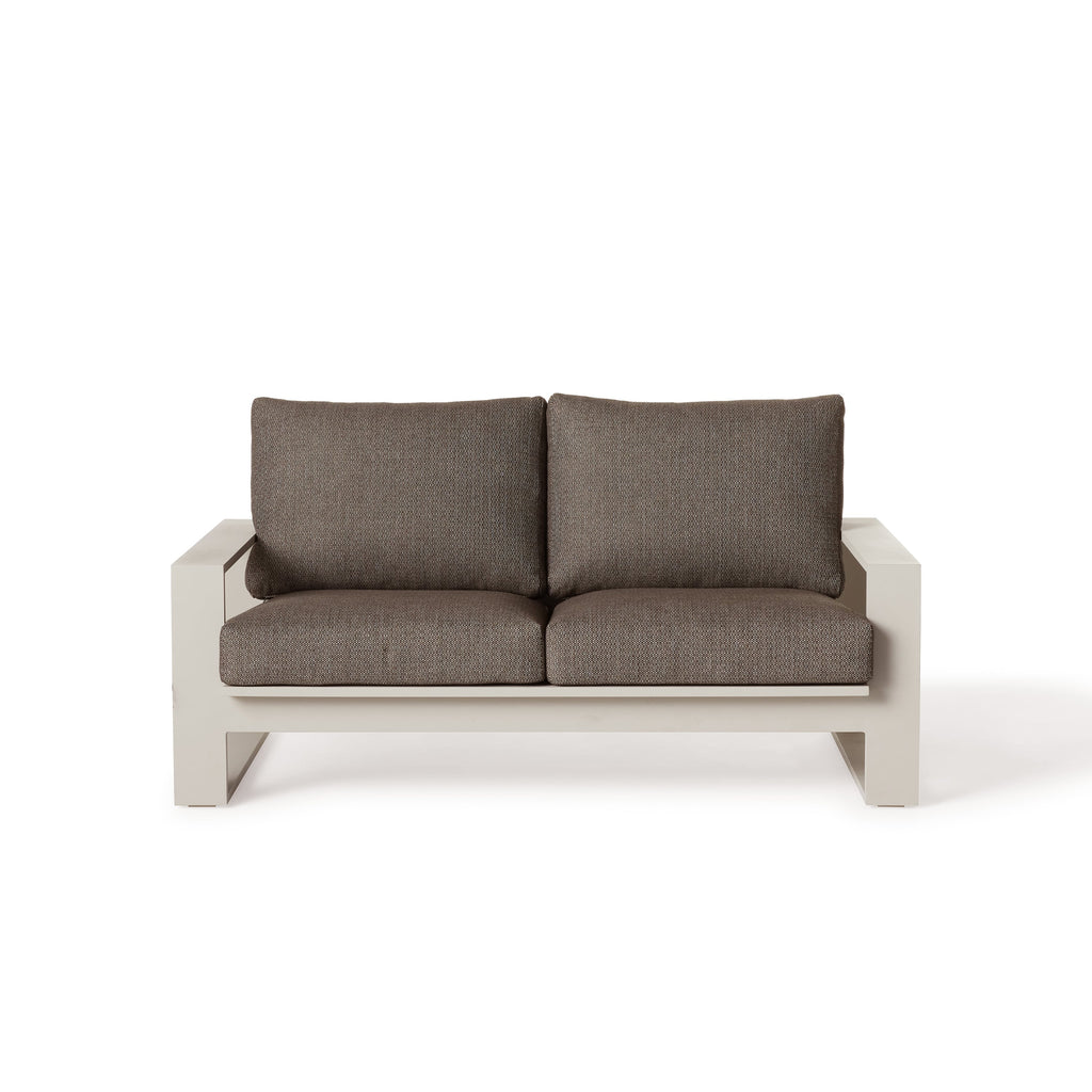 Nicasio Modern Outdoor Loveseat in Dune Aluminum