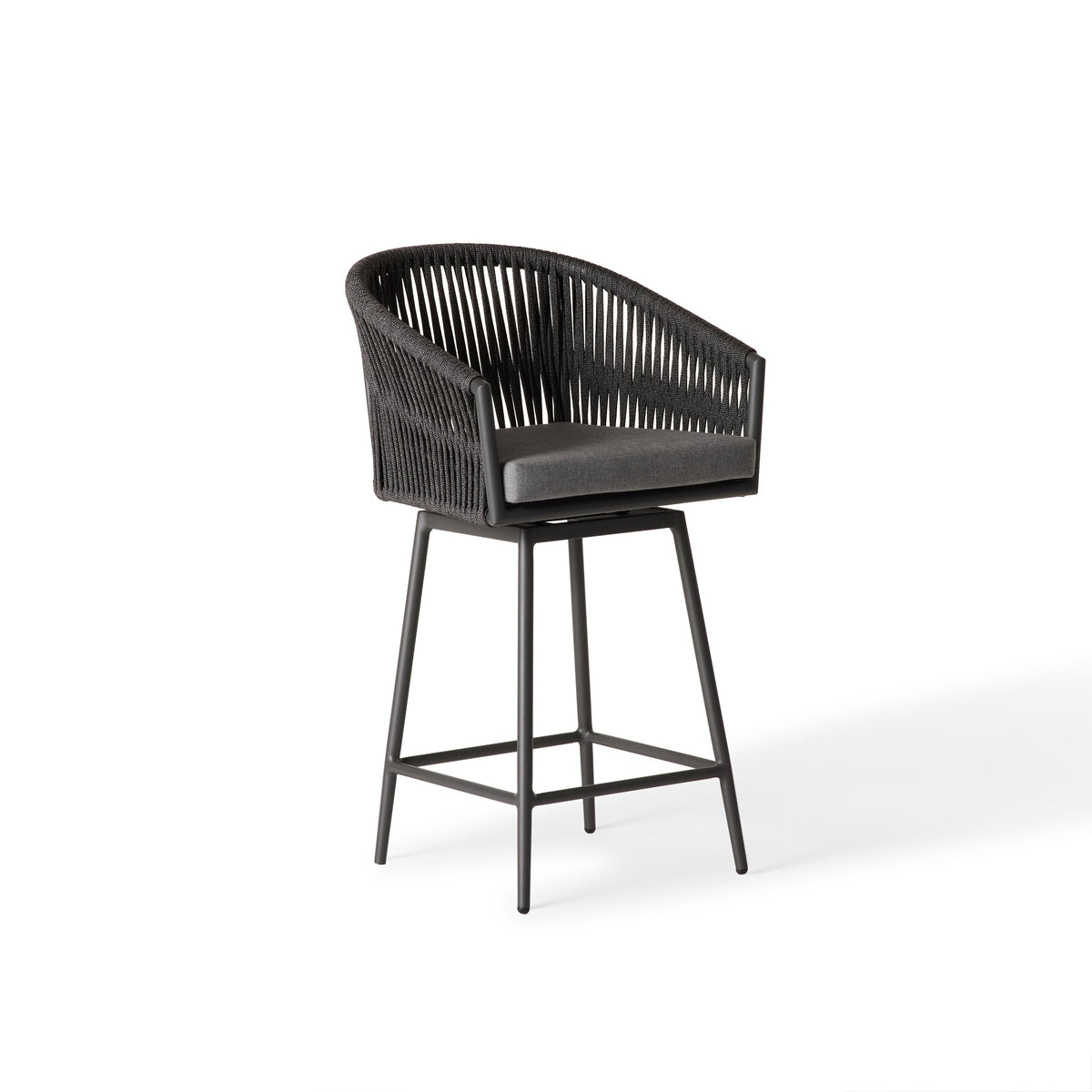 Olema Swivel Counter Chair in Charcoal Aluminum
