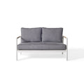Pasadena Modern Outdoor Loveseat in White Aluminum Frame
