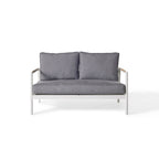 Pasadena Modern Outdoor Loveseat in White Aluminum Frame