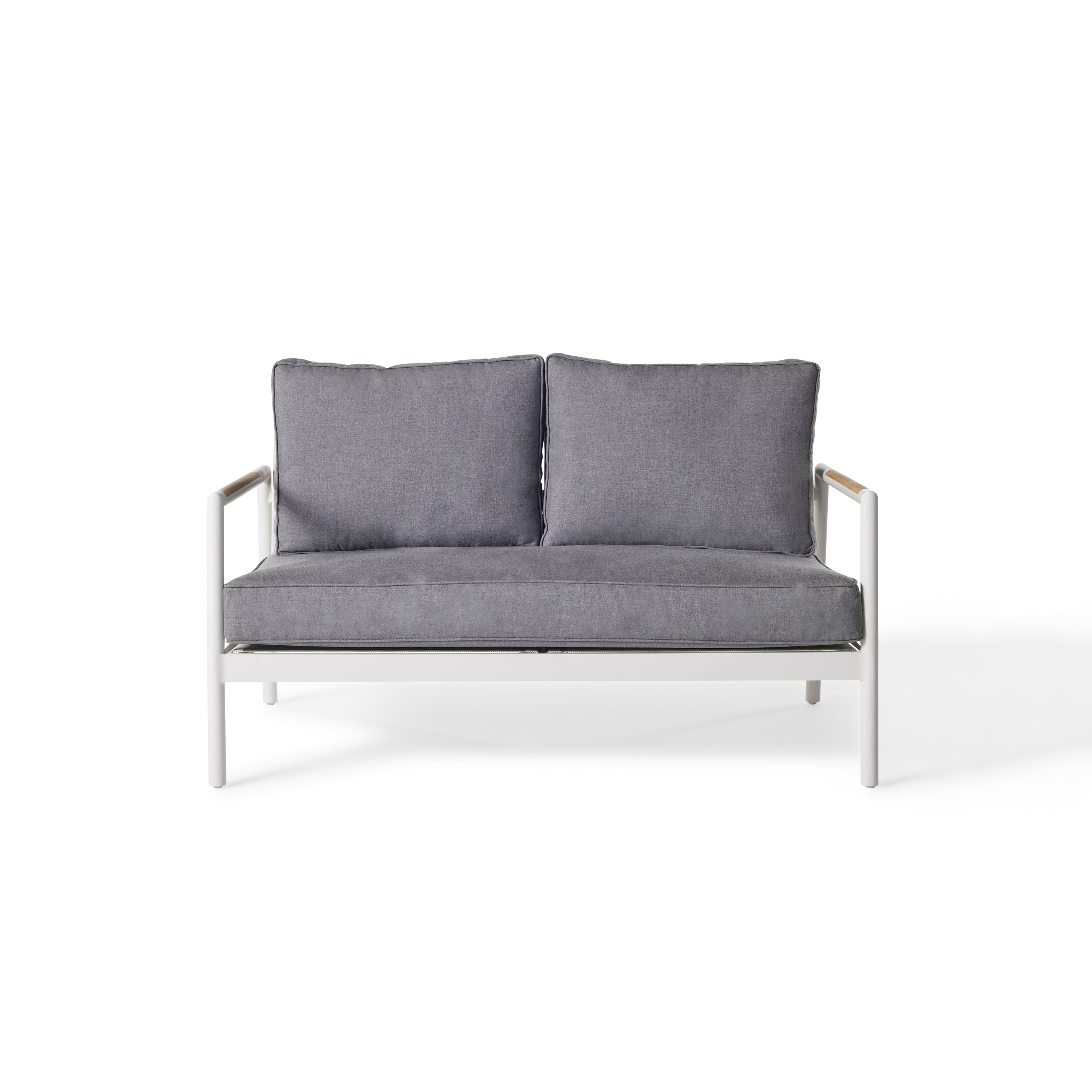 Pasadena Modern Outdoor Loveseat in White Aluminum Frame