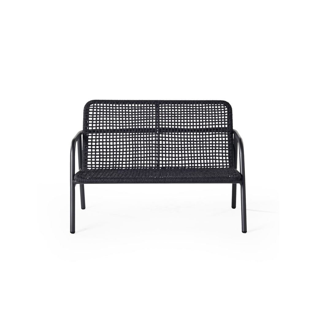 Presidio Aluminum Loveseat with Woven Rope in Charcoal
