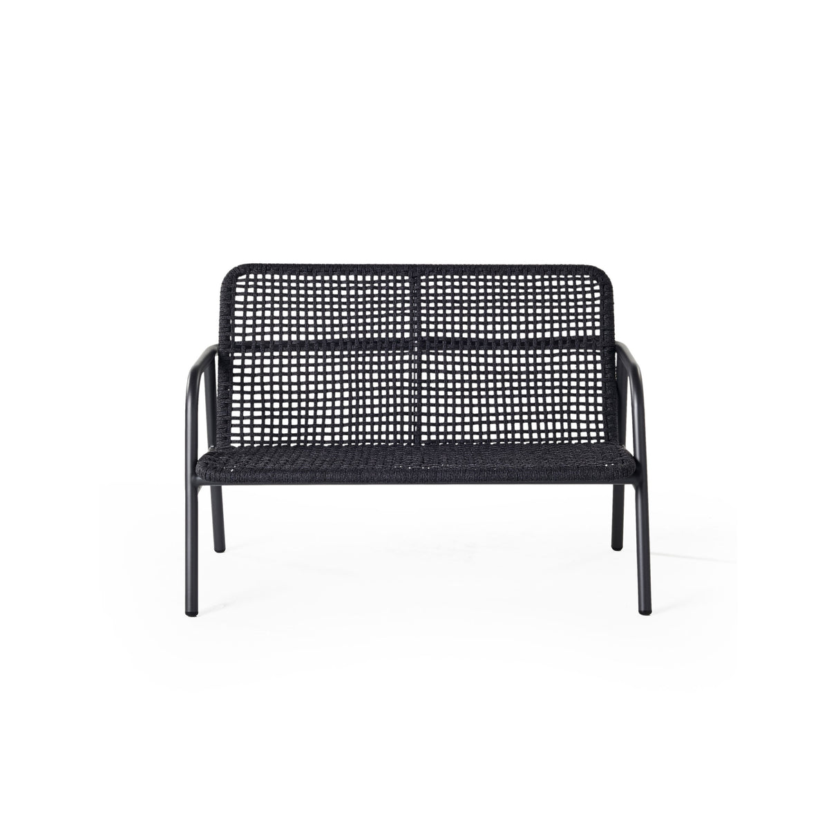 Presidio Aluminum Loveseat with Woven Rope in Charcoal